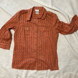 Jaclyn Smith blouse with elephants. Orange. Size M.